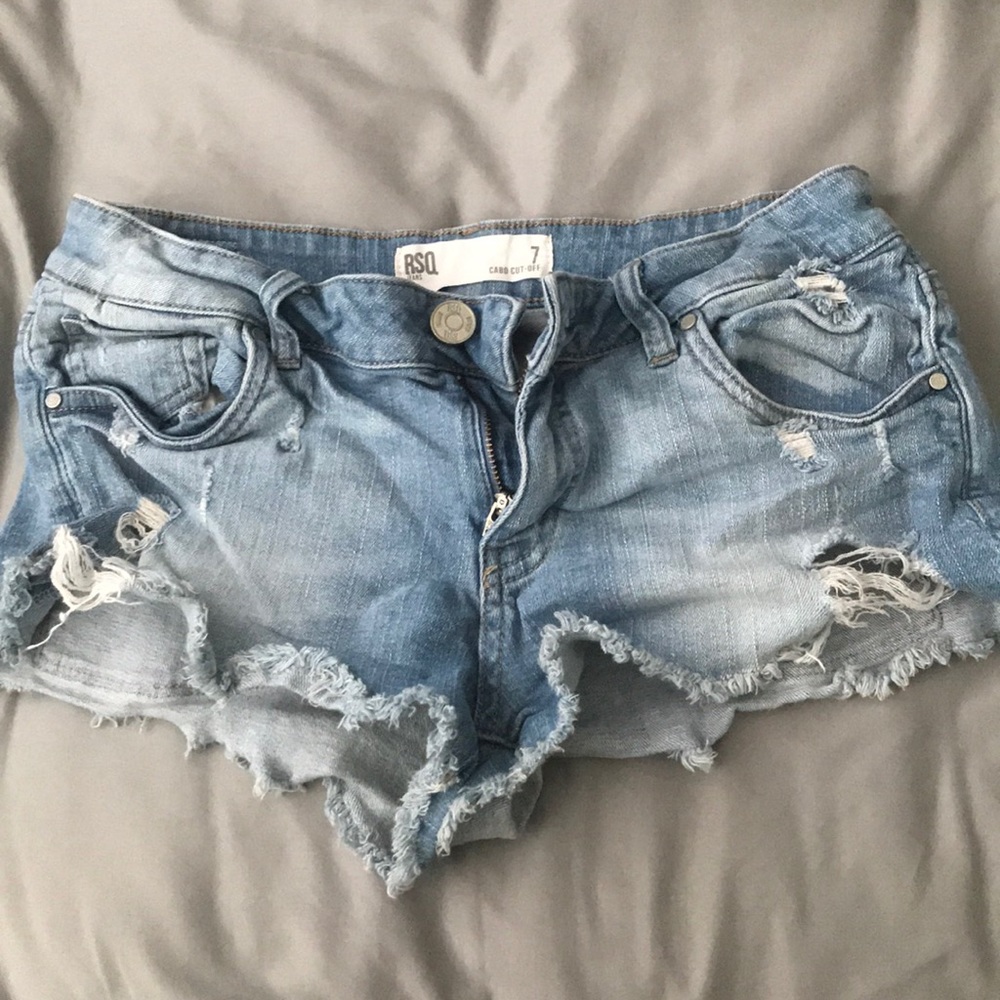 RSQ light wash jean shorts (cut off)